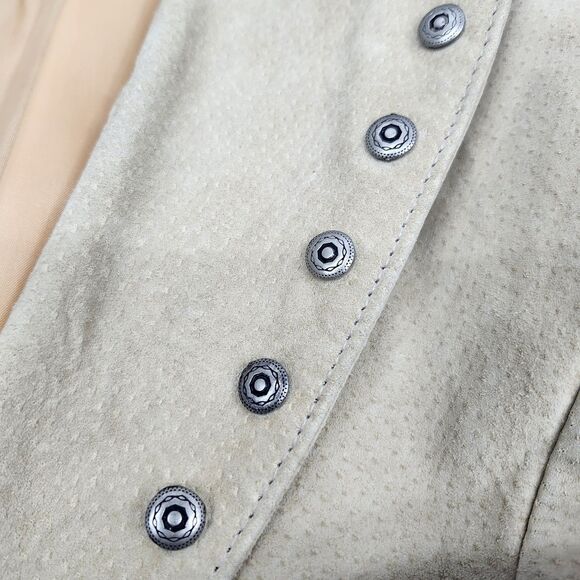 Vintage Lew Magram Leather Suede Jacket Womens 6 Tan Brown Western Studs Casual - Picture 7 of 15